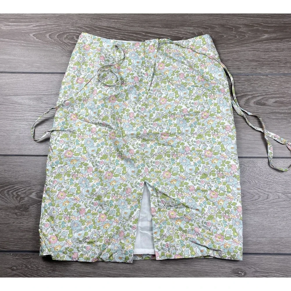 Rebecca Taylor Women's Floral Patterned Tie Skort White Pink Green Size 10‎